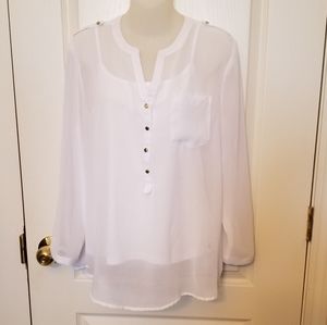 White camy & sheer blouse, size L